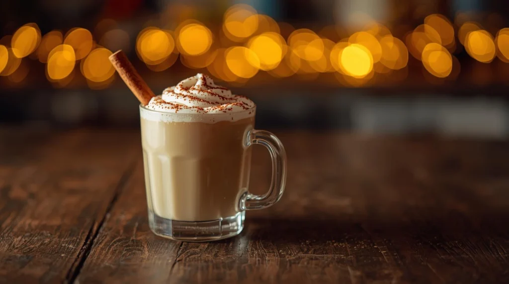 Cinnamon roll inspired creamy coffee with icing drizzle