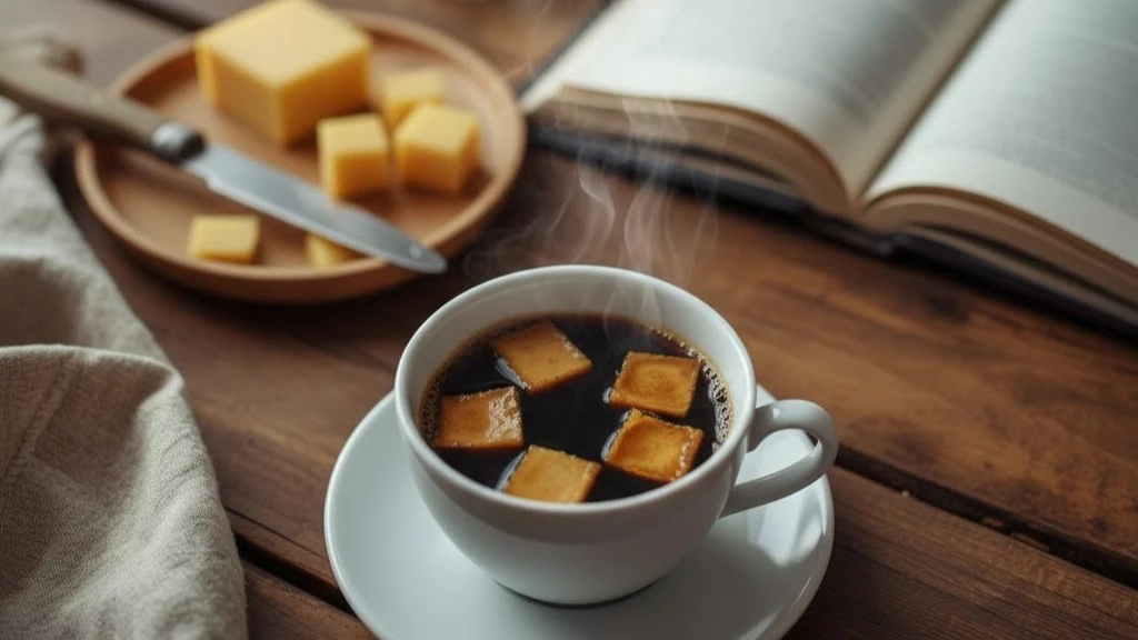 traditional Scandinavian coffee with melted cheese cubes