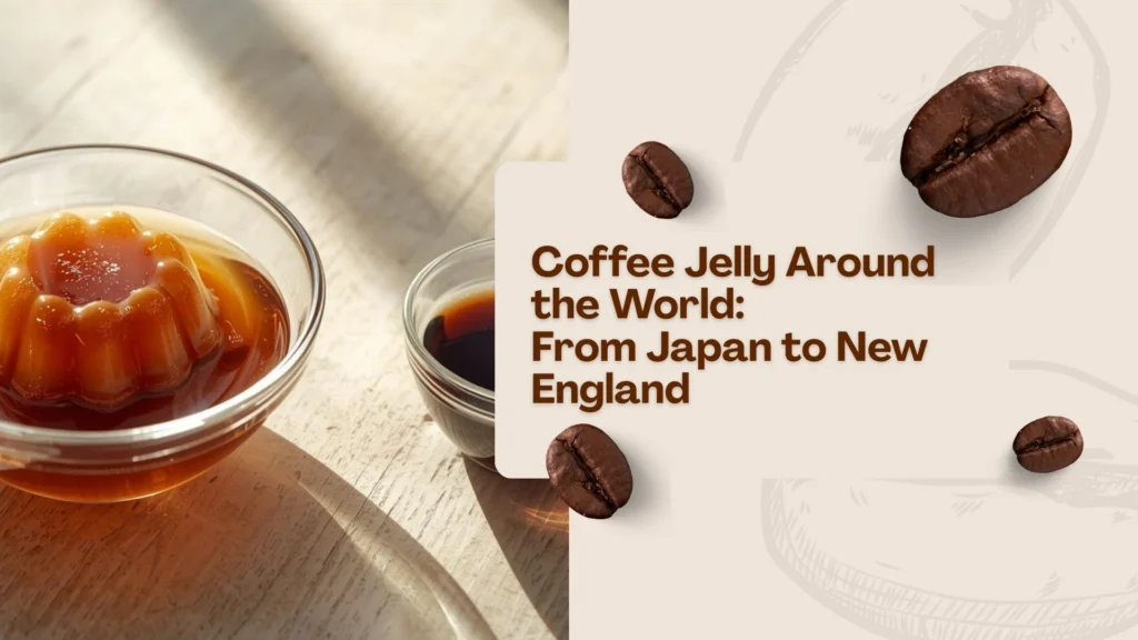 coffee jelly dessert served next to a cup of espresso