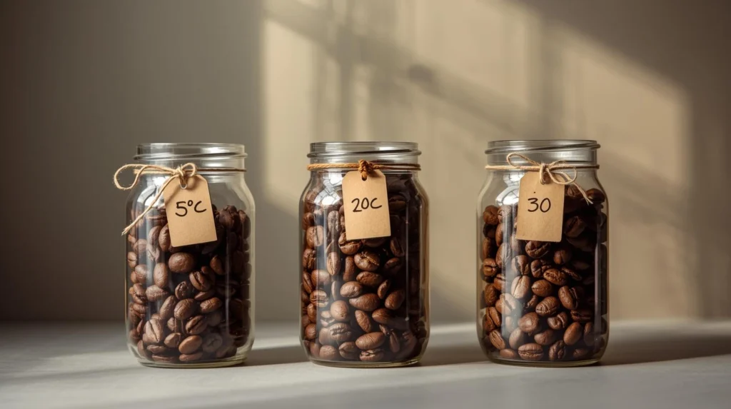 Coffee flavor degradation timeline at different storage temperatures