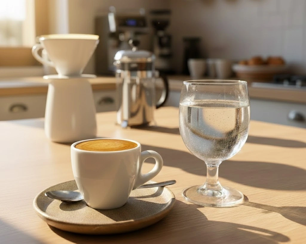 espresso served with water vs latte without water